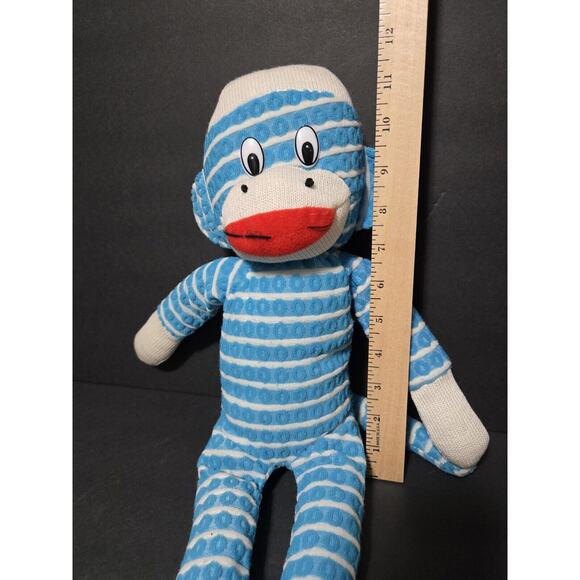 Sock Monkey Blue & Green Striped Plush Street Players 2009 Stuffed Animal 17.5” - Picture 12 of 12